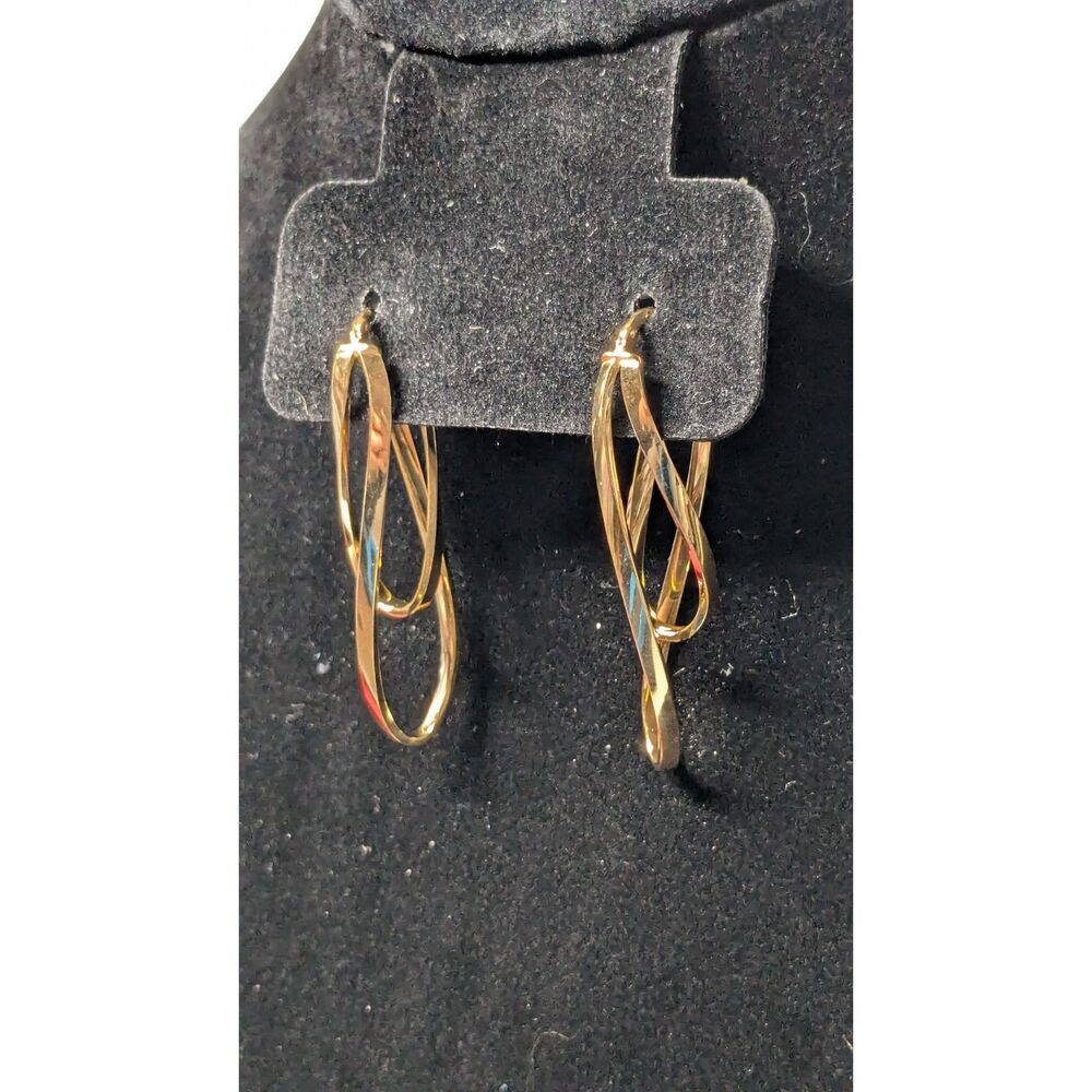 Oro Divino 14k Yellow Gold Ballerina Hoops With A Sterling Silver Core
